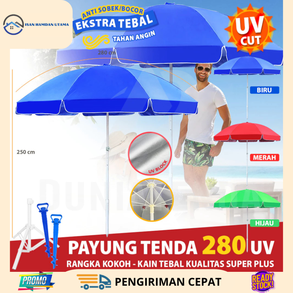 ISAN Tenda Payung Serbaguna Payung Jualan Payung Cafe Payung Pantai Lapak Bazar Ukuran Payung Tenda 
