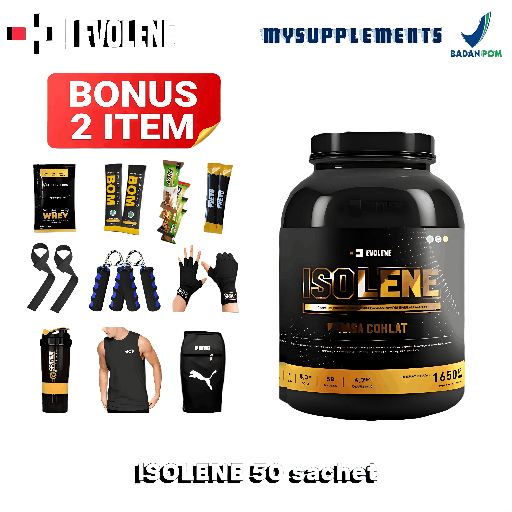 Evolene Isolene Whey Protein Isolate 50sachet Susu Fitnes Whey Protein Isolate