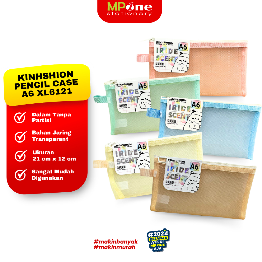 

(1 PCS) Kinhshion Pensil Case Jaring Transparant A6 XL6121/ Kotak Pensil Kain Jaring Kinhshion XL6121