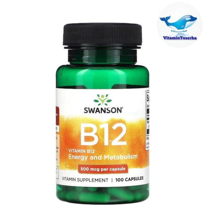 Swanson Vitamin B12 500 mcg (Cyanocobalamin) 100 Capsules