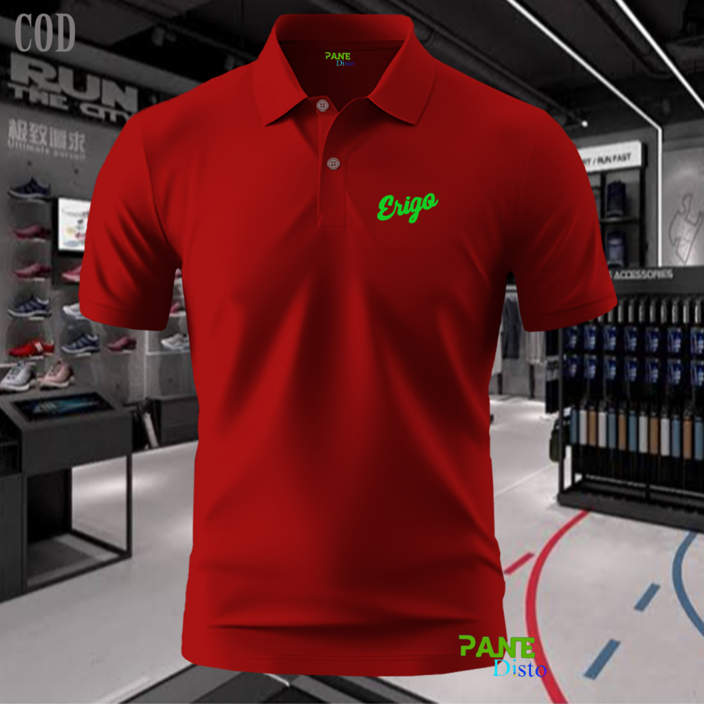 COD T-shrit POLO kerah 3790 Text Neon Kaos Kerah Dewasa Shirt / Kaos Wangki Pria Polo Unisex