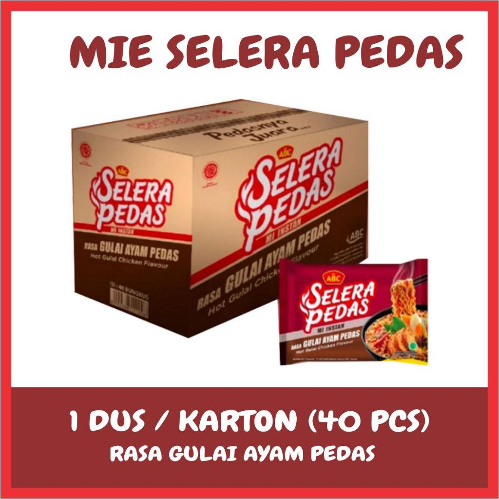 

Mie ABC Selera Pedas Rasa Gulai Ayam Pedas 1 DUS isi 40 pcs