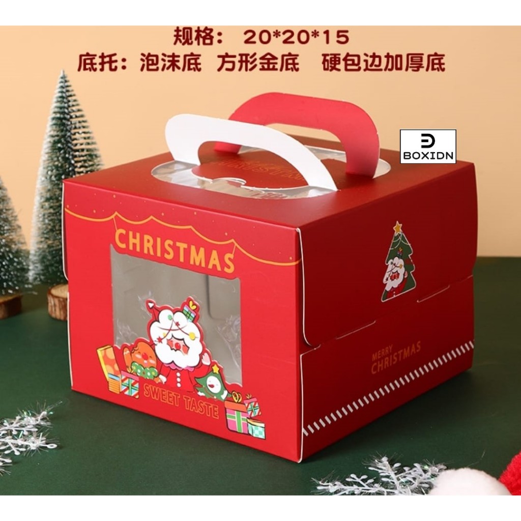 

Premium Box Natal 20x20 x15cm box kue natal box kue tinggi natal dus kue natal premium Kotak kue natal super tebal