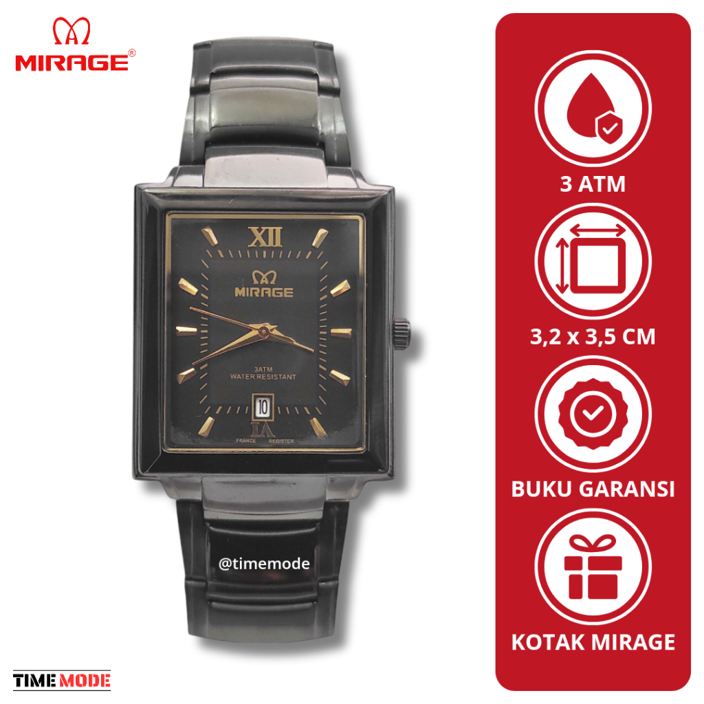MIRAGE Jam Tangan Pria Mirage Original 7395 BSP L Tanggal Analog