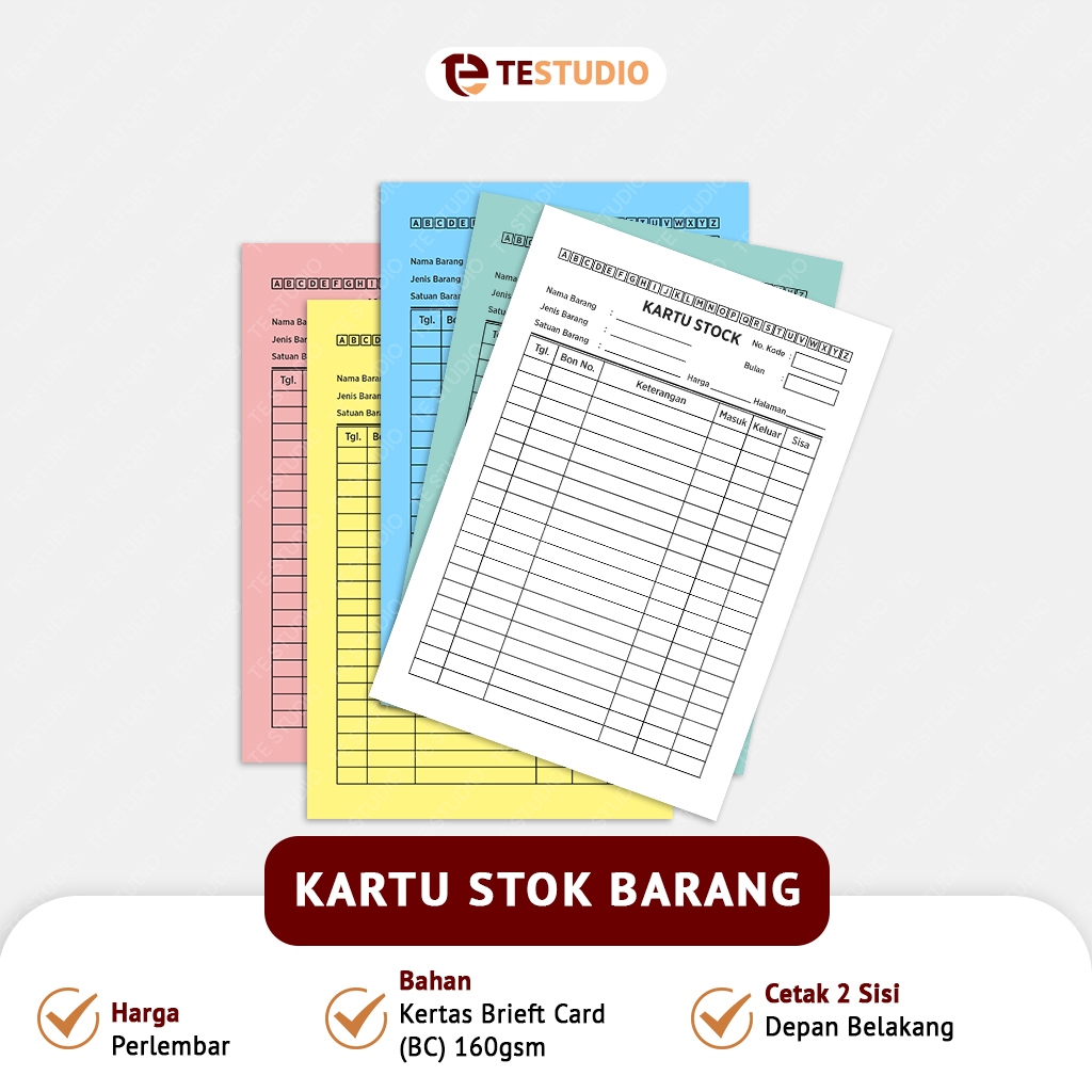 

TeStudio - Kartu Stok Barang / Kartu Stok Obat Per Lembar ( CETAKAN BOLAK BALIK)