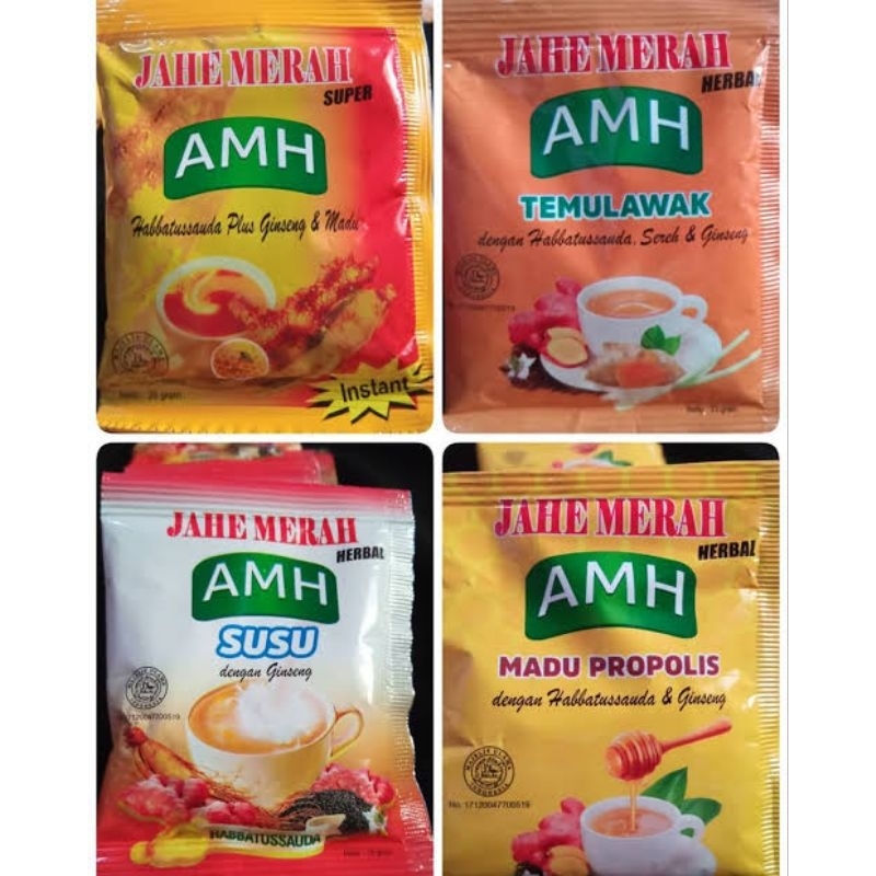 

MINUMAN JAHE MERAH AMH HERBAL | MADU PROPOLIS | TEMULAWAK | SUSU JAHE NETTO 10 SACHET