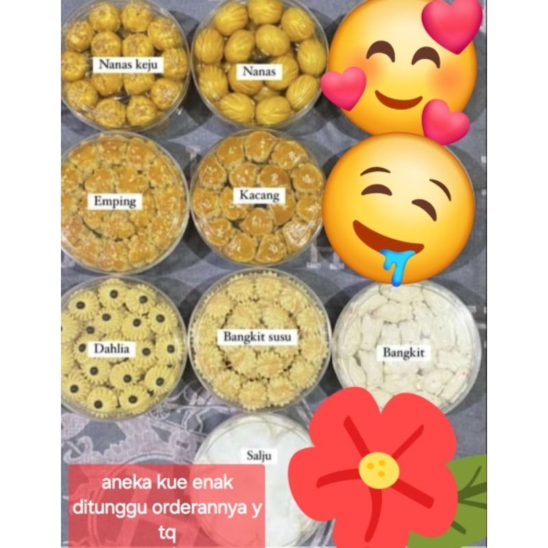 

kue kering/aneka kue nenas/bangkit/bangkit susu/nens keju/mentega/lidah kucing/skippy/kacang harga termurah enak kwalitas terjamin uk 500gr