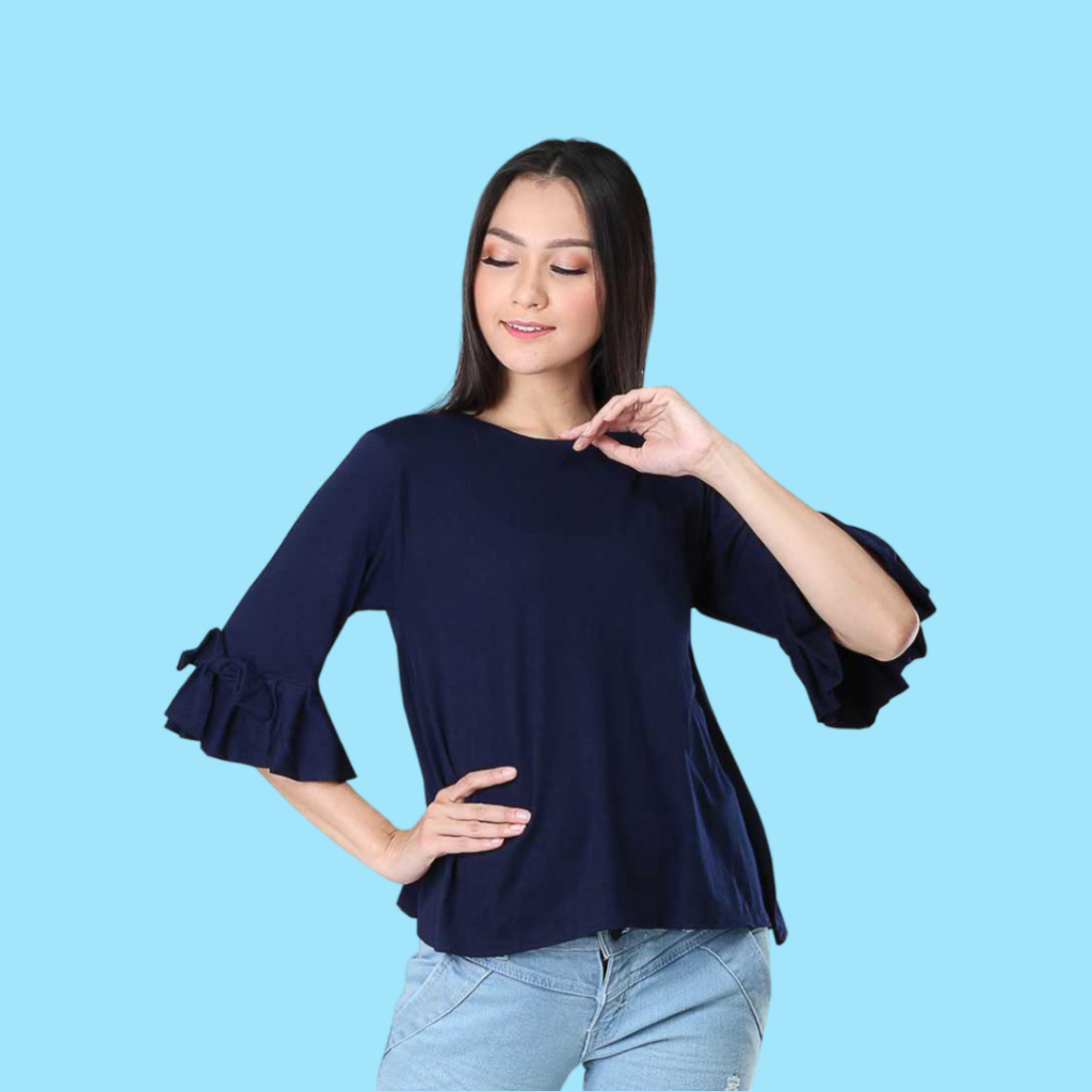 atasan wanita casual premium | outfit kuliah wanita | blouse navy | blouse wanita | dress casual wan