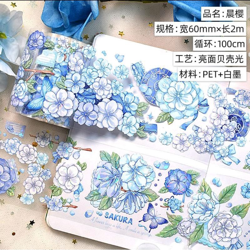 

100cm Sampel PET Tape Dark Blue Flower