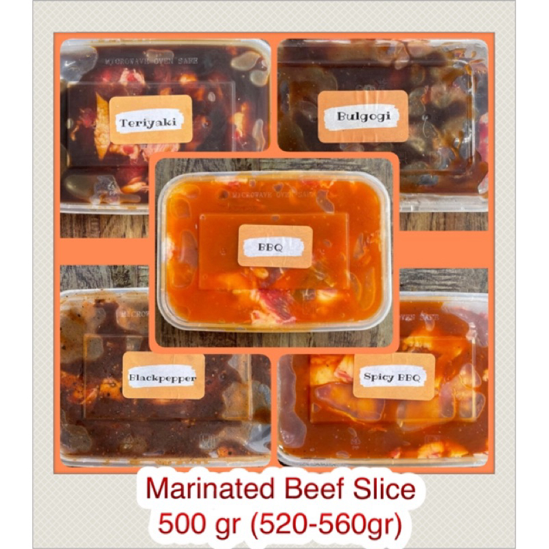 

Beef Slice Marinasi 500gr (520-560 gr) - Bahannya Yoshinoya/Shabu Slice Lemak