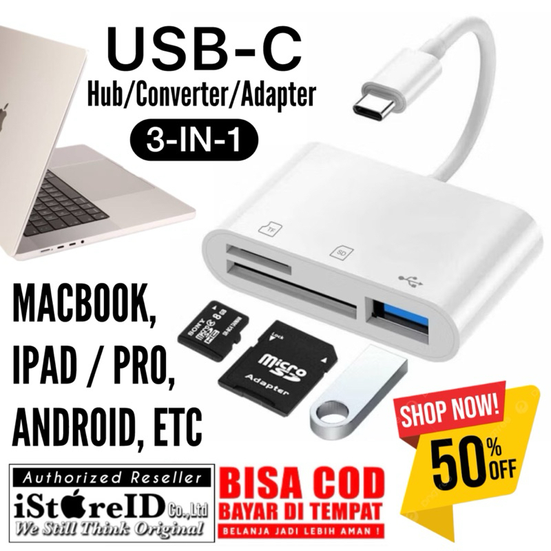 [COD] (3-in-1) Hub / Converter / Adapter USB Type C Card Reader SD / TF Card OTG Camera Keyboard Mou