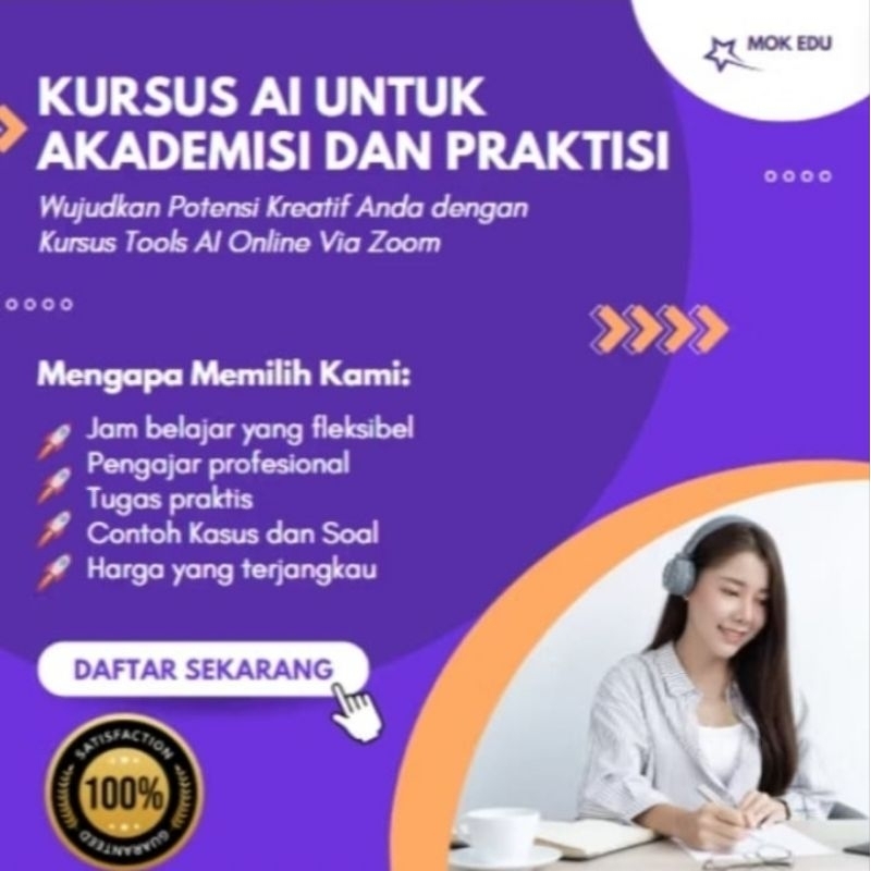 Kursus Pelatihan Optimalisasi AI Akdemik Scipace,Chatgpt,Scite,MOK,DeepL,Jenni. Bersertifikat Bonus 
