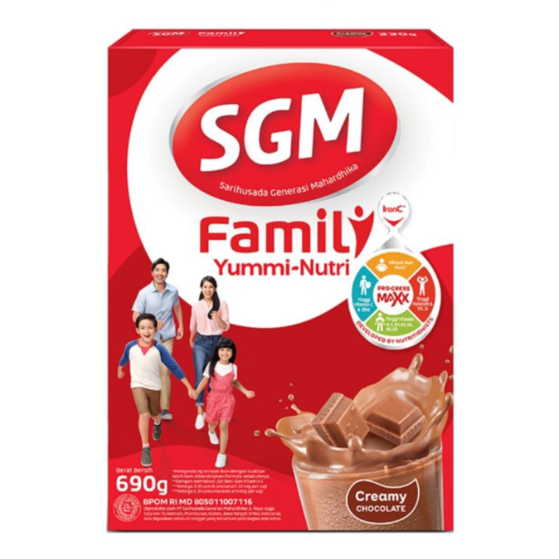 

SGM Family Yummi Nutri Susu Bubuk Keluarga Cokelat Creamy 690 g