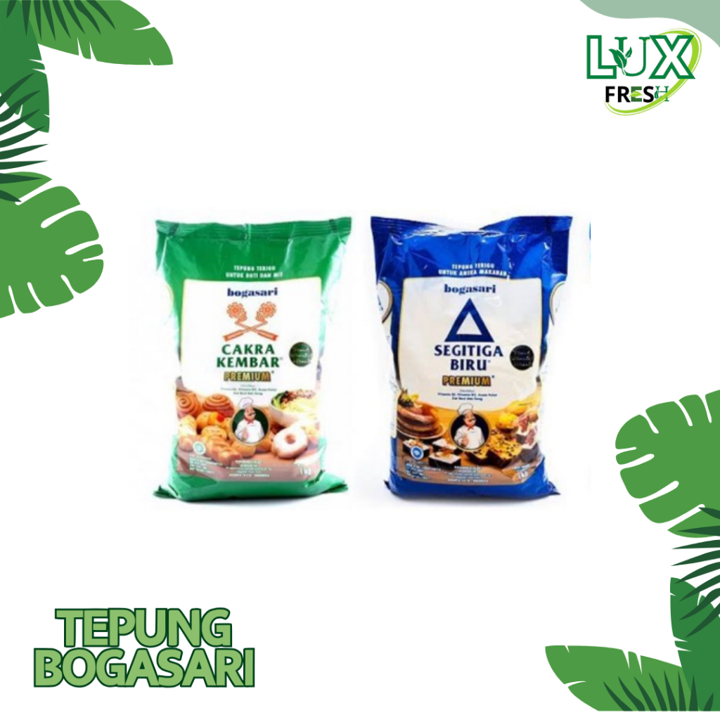 

TEPUNG BOGASARI SEGITIGA BIRU DAN CAKRA KEMBAR 1 KG BEST SELLER