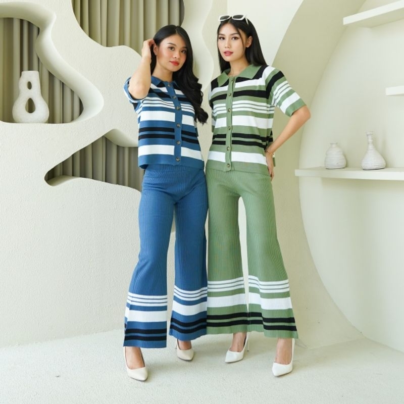 Keyra one set | setelan baju dan celana wanita | rajut premium halus | outfit korean style 2025 | bu