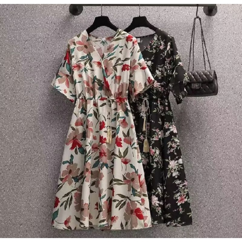 dress bunga/dress bunga korea/dress korea