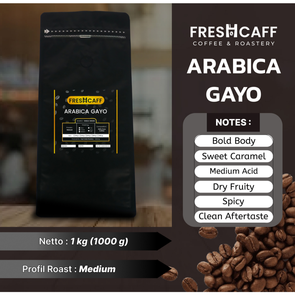 

KOPI ARABIKA GAYO Coffee Aceh Arabica 900 gram bruto 1 kg Freshcaff