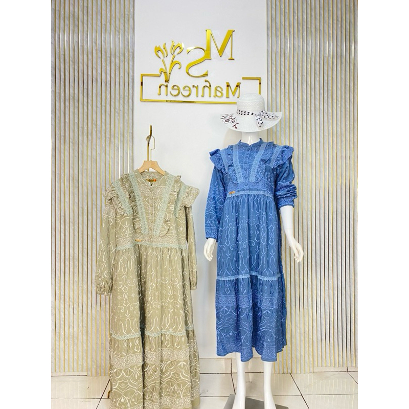 GAMIS VIOR NAZWA ORI PREMIUM KATBOR ( katun bordir ) Gamis Wanita Premium Fashion NAZWA Original