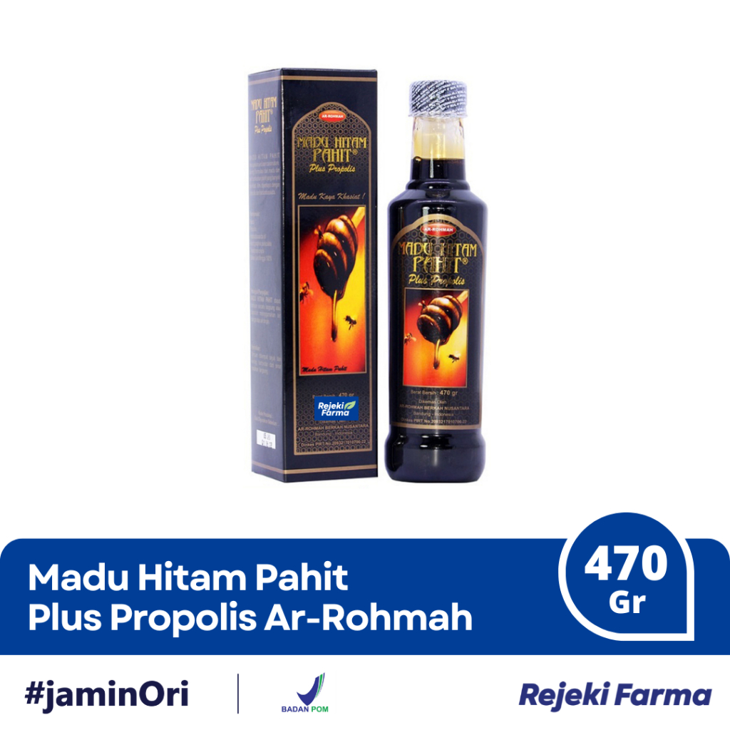 

Madu Hitam Pahit Plus Propolis 470 gr - Ar-Rohmah Black Honey