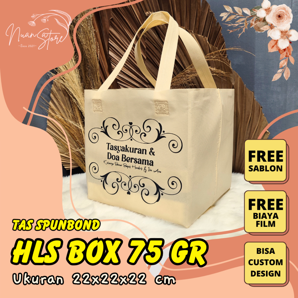 

[ FREE SABLON ] Tas Spunbond Box Handle Lipat Samping Tas Kotak Makanan Goodie Bag 75 Grm Ukuran 22x22x22 cm Spunbondpro bag store