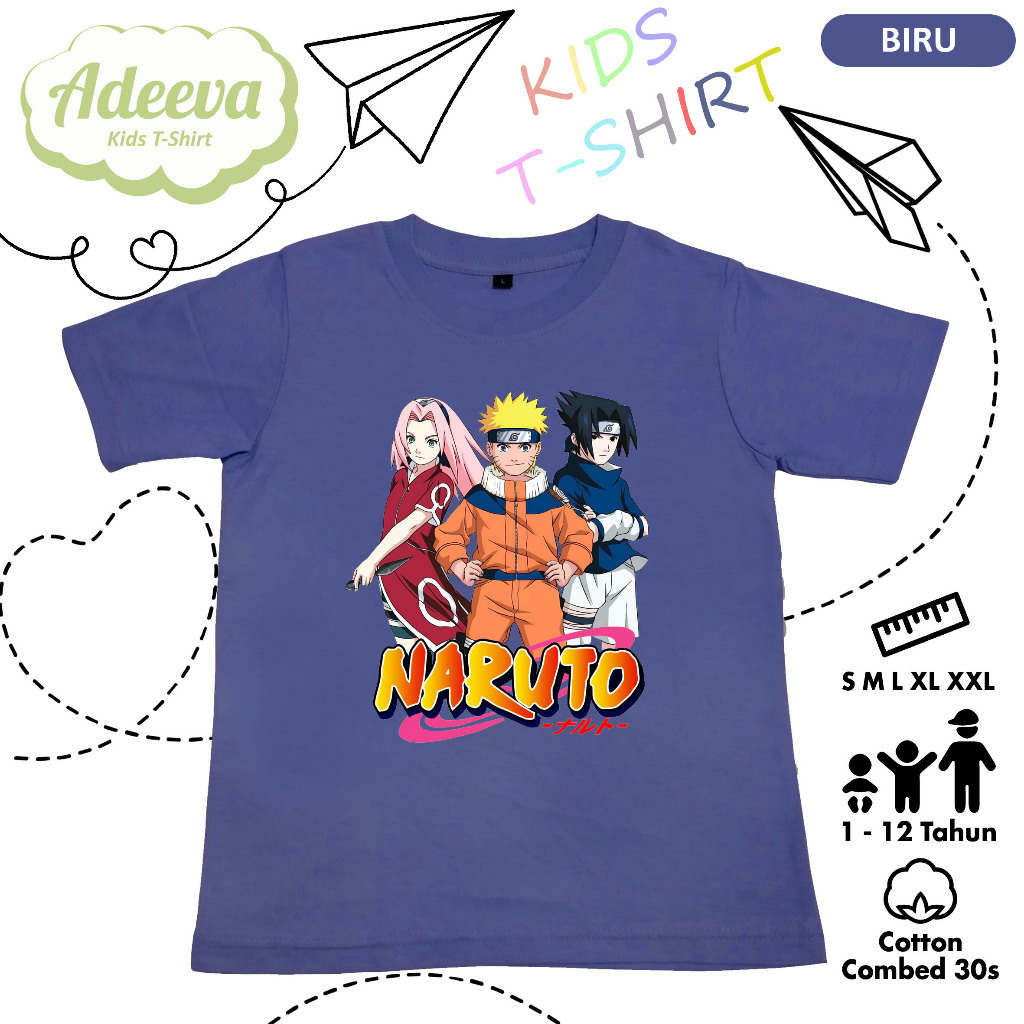 Kaos Anak Karakter Naruto Usia 1-12 Tahun Baju Anak Kartun Naruto Laki-Laki dan Perempuan