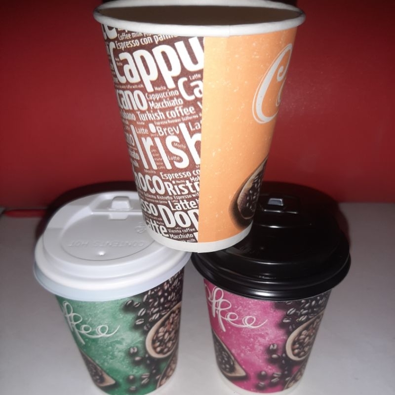 Paper cup 8 oz kecil motif kopi (50pcs)