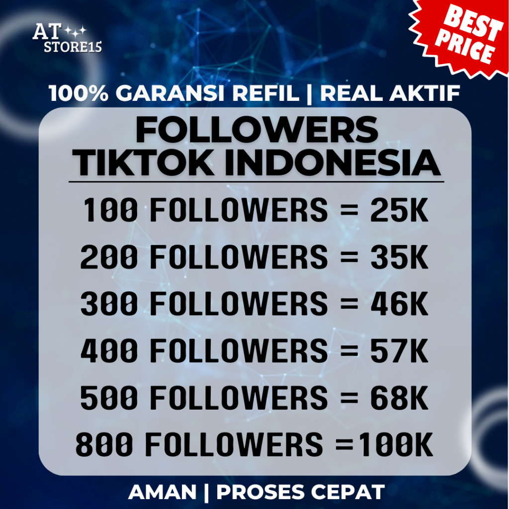 JUAL FOLLOWERS TIKTOK  INDO REAL AKTIF TERMURAH - AMAN - PROSES CEPAT