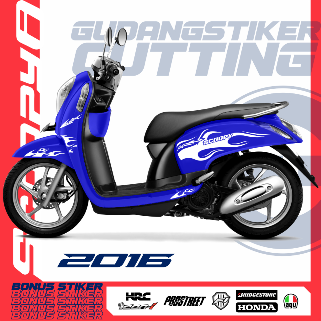 STRIPING CUTTING SCOOPY FI 2016 STIKER POTONG EDISI API MEMBARA STICKER FLAME EDITION HONDA