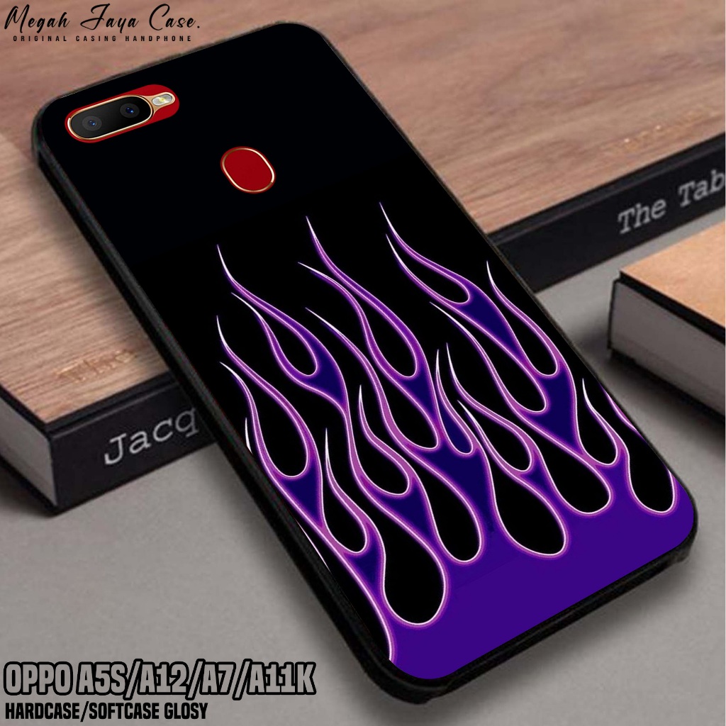 Case Oppo A5S A12 A7 A11K - Casing Hp Oppo A5S A7 A12 A11K Motif FIRE - Softcase Hp Oppo A12 -  Sili