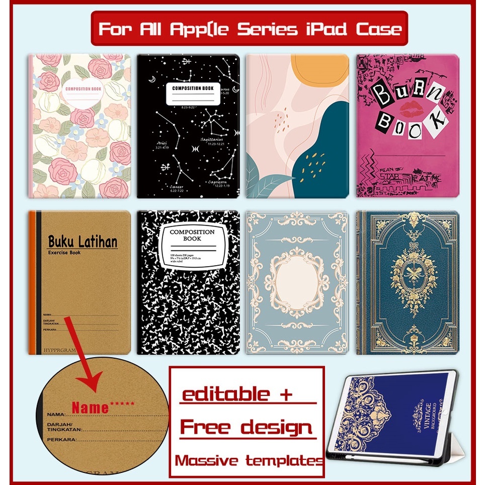 customize For ipad casing air 6 case with pencil holder ipad case9th 8th 7th mini6 generation cover 
