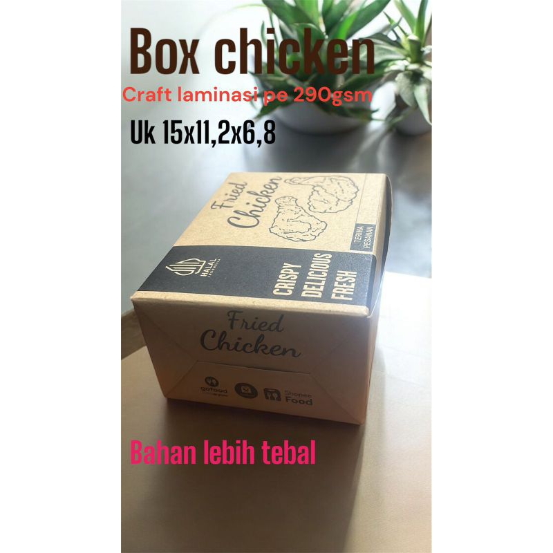 

100 pcs,box fried chicken+nasi,kotak makanan freid chicken,bahan tebal,laminasi,modern,praktis,higienis,ekonomis