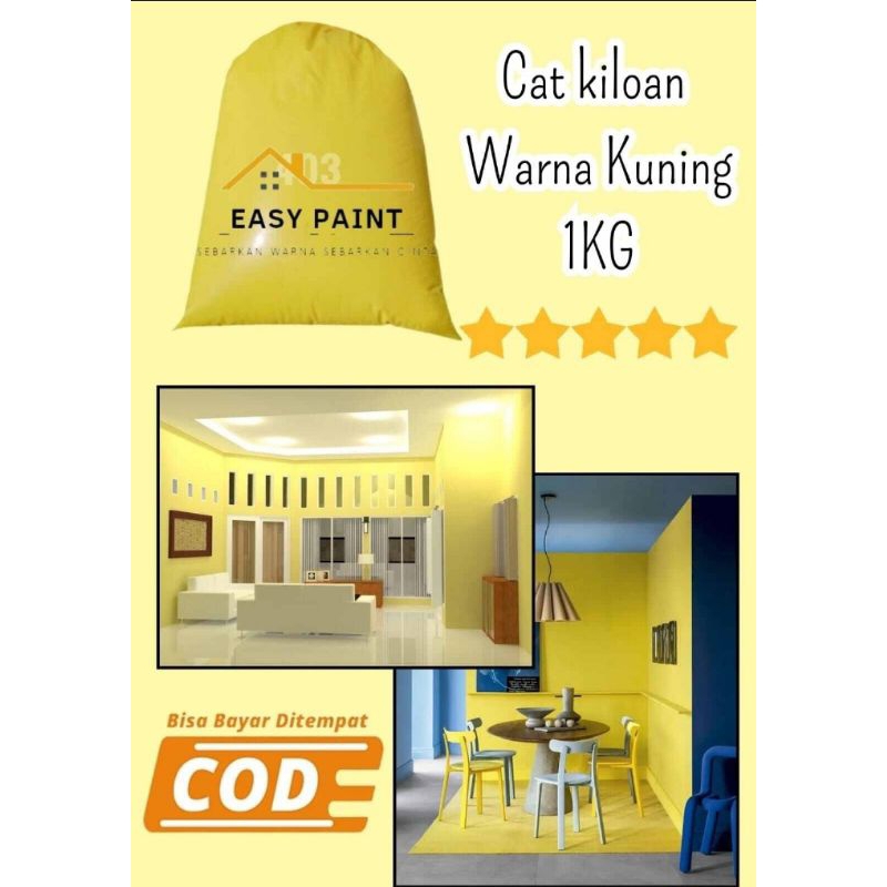 CAT TEMBOK KILOAN 1KG WARNA KUNING KUALITAS SUPER CAT KILOAN CAT TEMBOK CAT 1KG