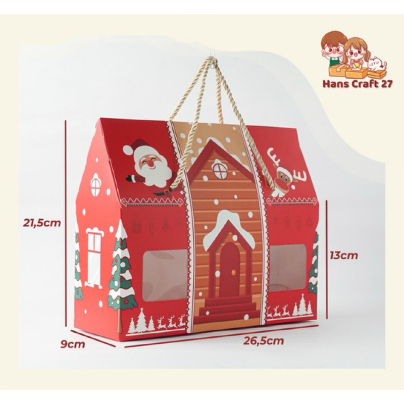 

Parcel Box Christmast Bentuk Rumah || Handle Box Christmast || Hampers Box Natal || Gift Natal (TN 8)