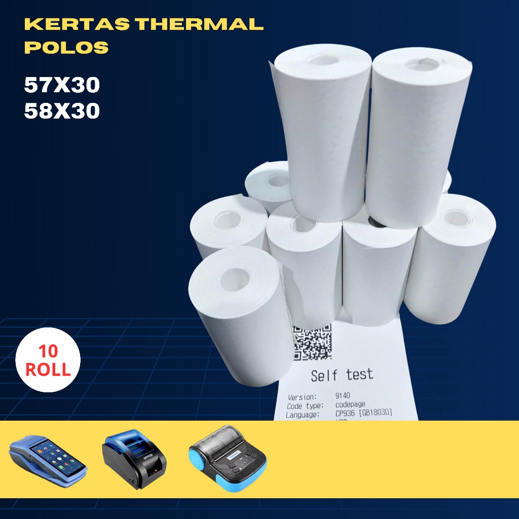 

KERTAS THERMAL EDC 58X30/57X30 cocok untuk semua mesin printer mini/bluetooth