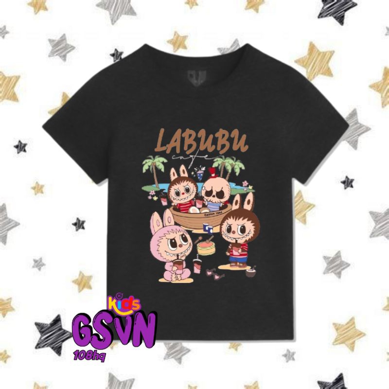 KAOS BAJU ANAK - TSHIRT TEE LABUBU THE MONSTER KIDS CARTOON LA BUBU MERAH BIRU LILAC COKLAT UMUR 3 4