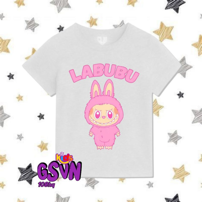 KAOS BAJU ANAK - TSHIRT TEE LABUBU THE MONSTER KIDS CARTOON LA BUBU MERAH BIRU LILAC COKLAT UMUR 3 4