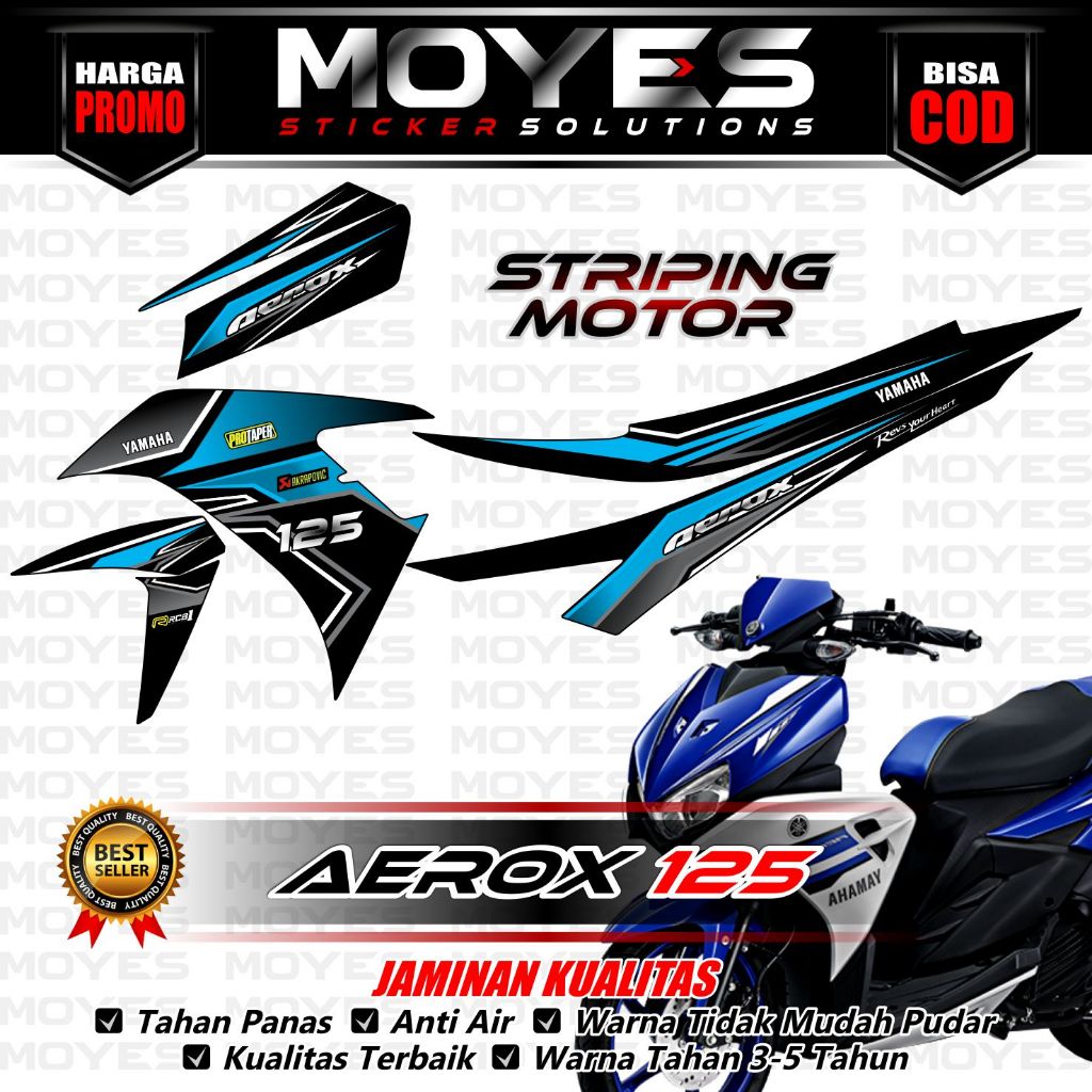 Moyes Decal - Striping Aerox 125 - Decal Aerox 125 - Stiker Motor Aerox 125 Racing