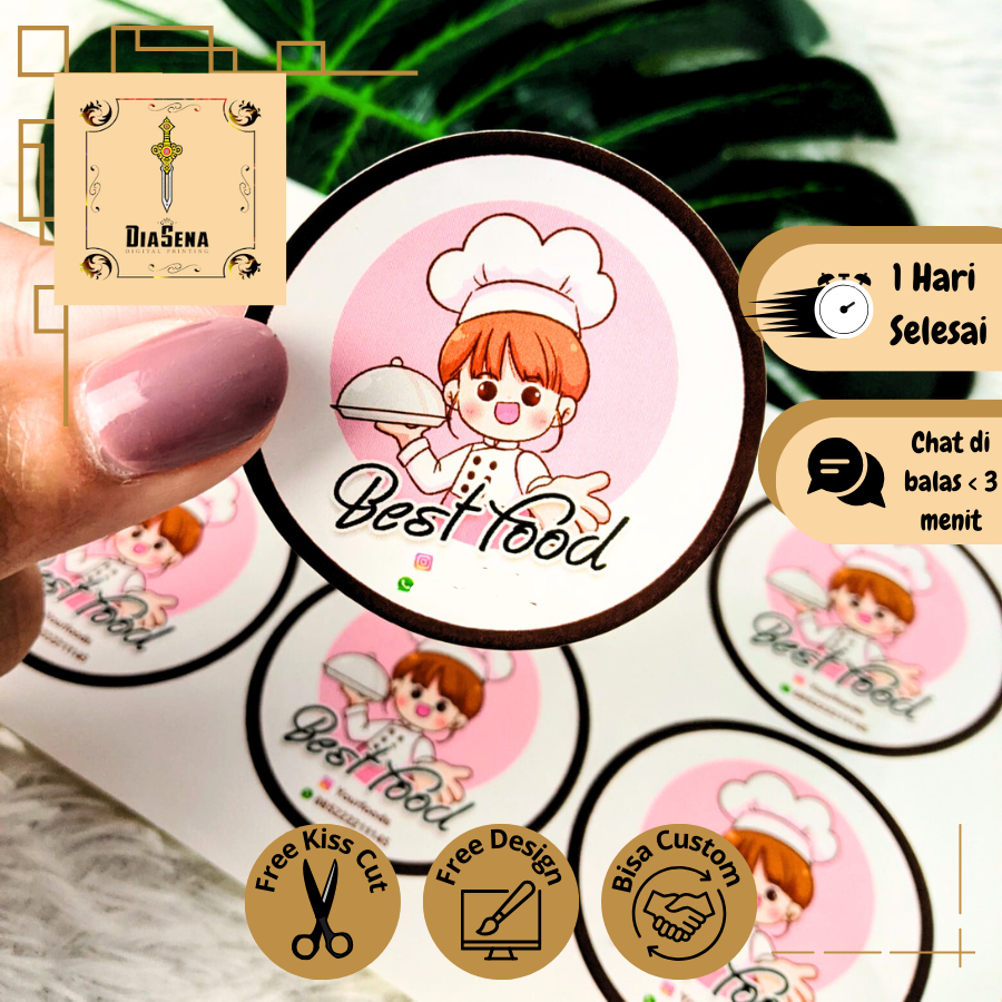 

Cetak Stiker Chromo Label Bulat Logo Nama Produk Makanan Toples Pouch Sticker Brand Online Shop