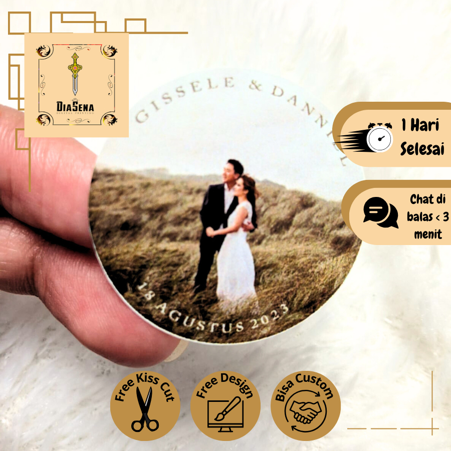 

Sticker Wedding Bulat Stiker Nikah Label Souvenir Segel Pernikahan Print Murah Diasena Bandung