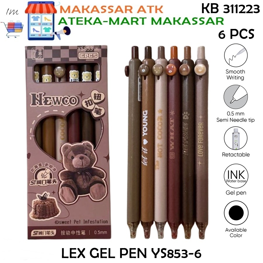 

[BOX/6PCS] LEX GEL PEN YS853-6 PEN LUCU BEAR UNIK