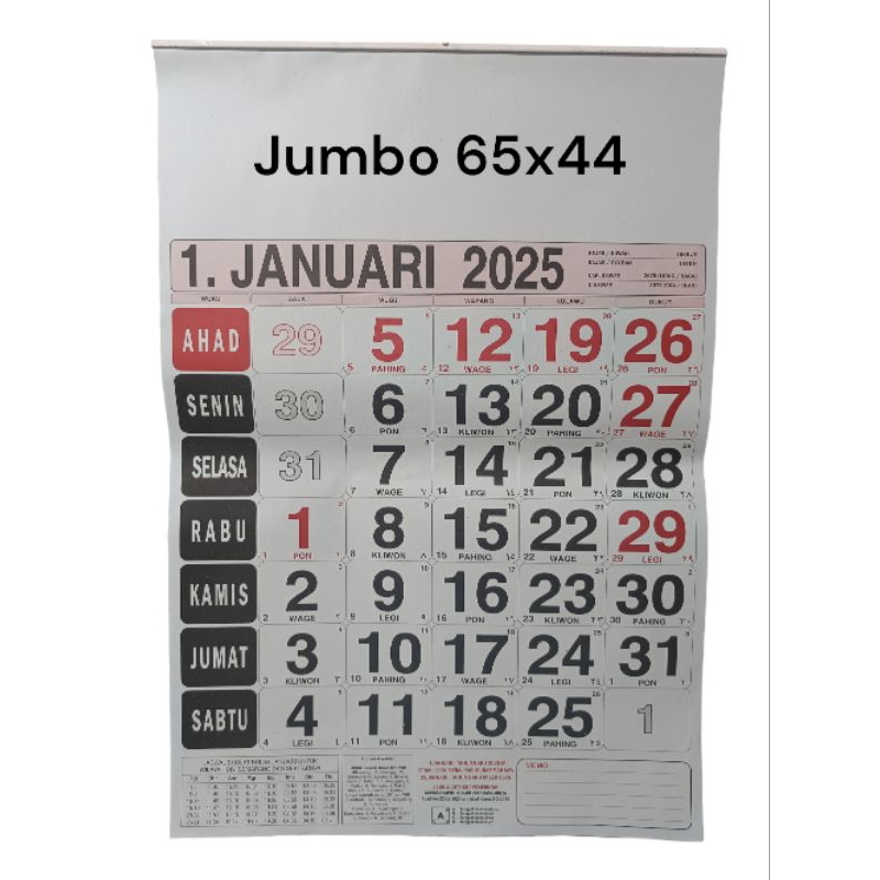

Kalender 2025 Lengkap / Kalender Jumbo 2025 / Kalender Almanak Dinding 2025
