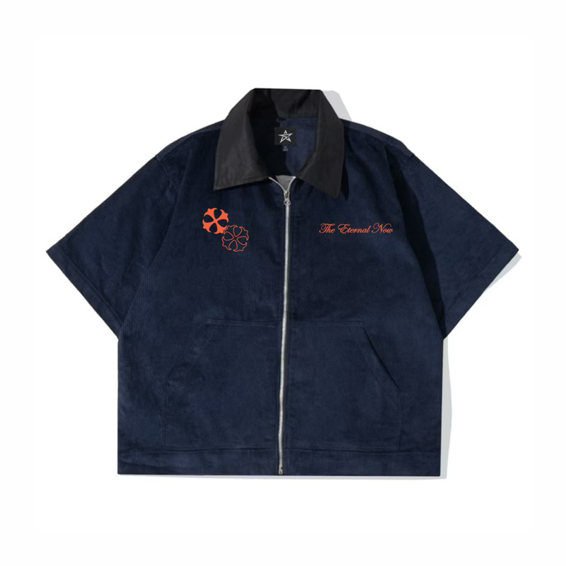 Sai - Eternal Work Shirt Corduroy Zipper Boxy Shirt - Boxy Fit
