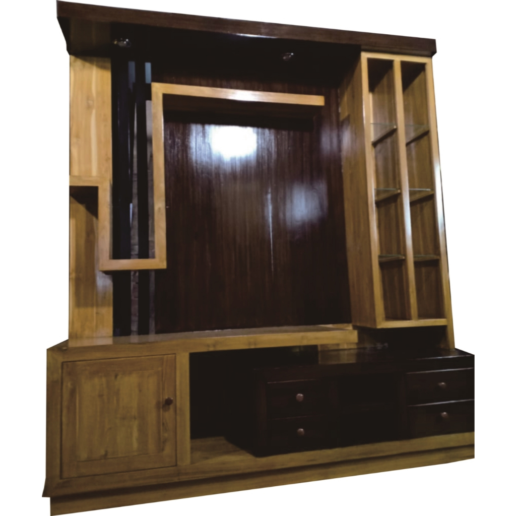 LEMARI PAJANGAN / BUFET DARI KAYU JATI MODEL PARTISI 3