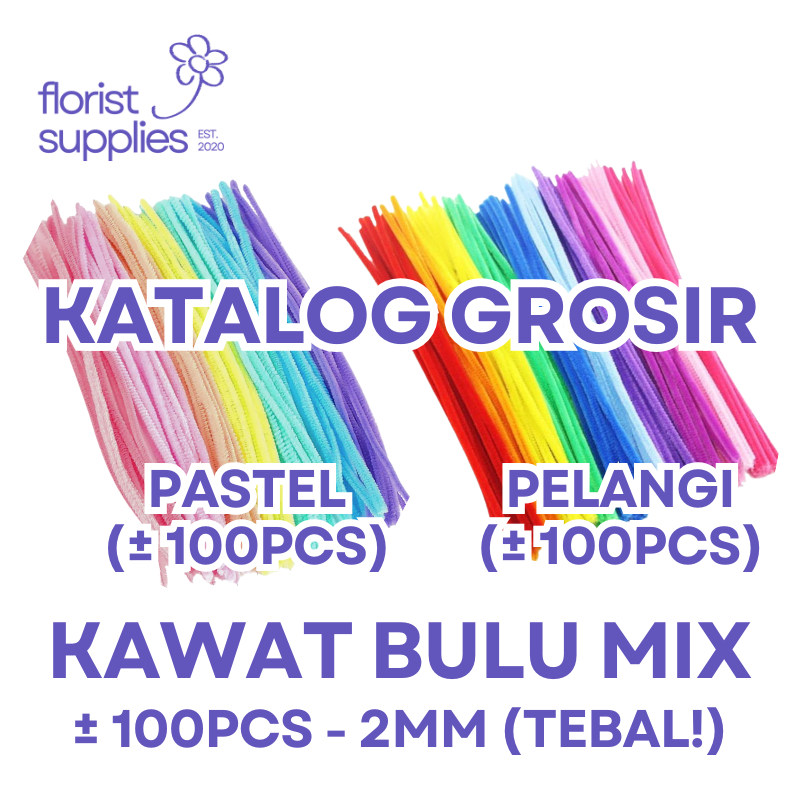 [GROSIR] 100pcs 6mm 7mm Kawat bulu pastel mix macaron pelangi warna colorful pipe cleaner mix pelang