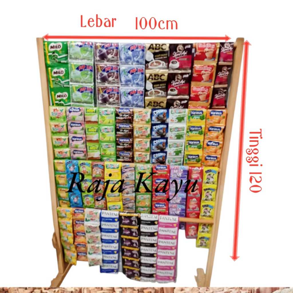 Rak Kertas Cellophane rak Kertas Kado Tangga Berdiri Gantungan Barang Dagangan Rak Kayu Serbaguna