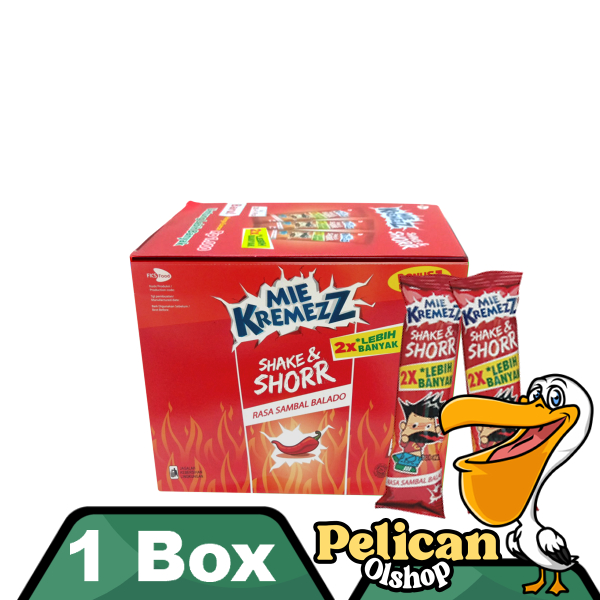 

Mie Kremez Shake and Shorr 1box isi 20pcs Shor - mi kremezz shor 1 box cemilan kremes Rasa Sambal Balado