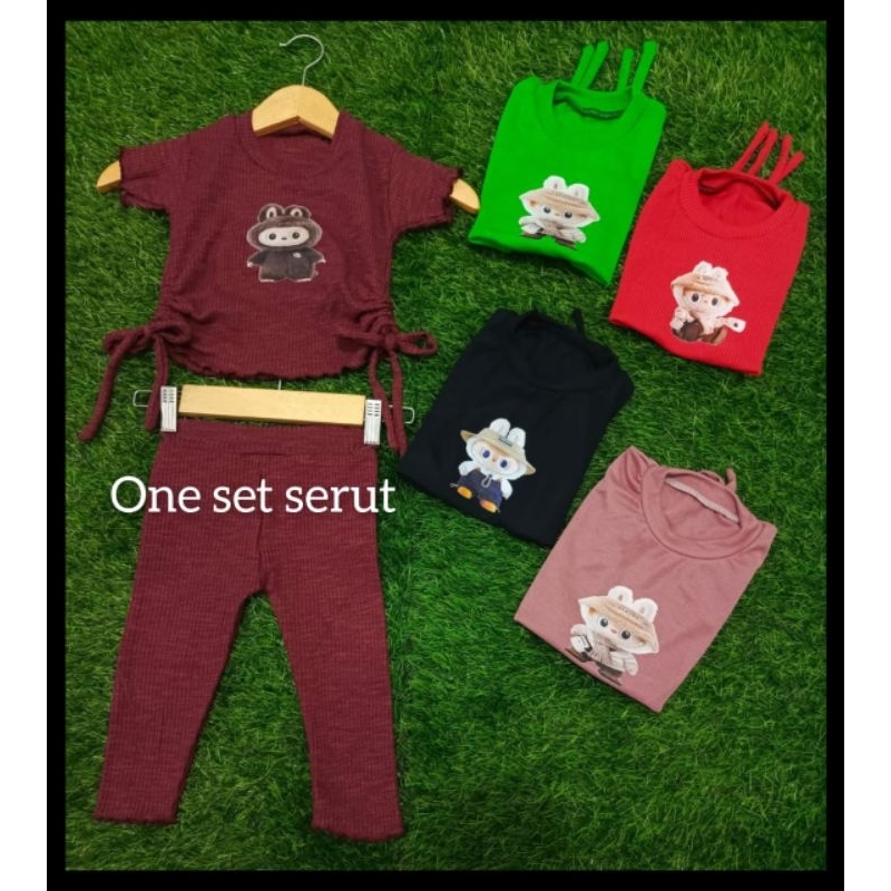 setelan anak 1-8 tahun motif Labubu/ karakter 1 set baju anak perempuan #kaos labubu#setelan labubu#