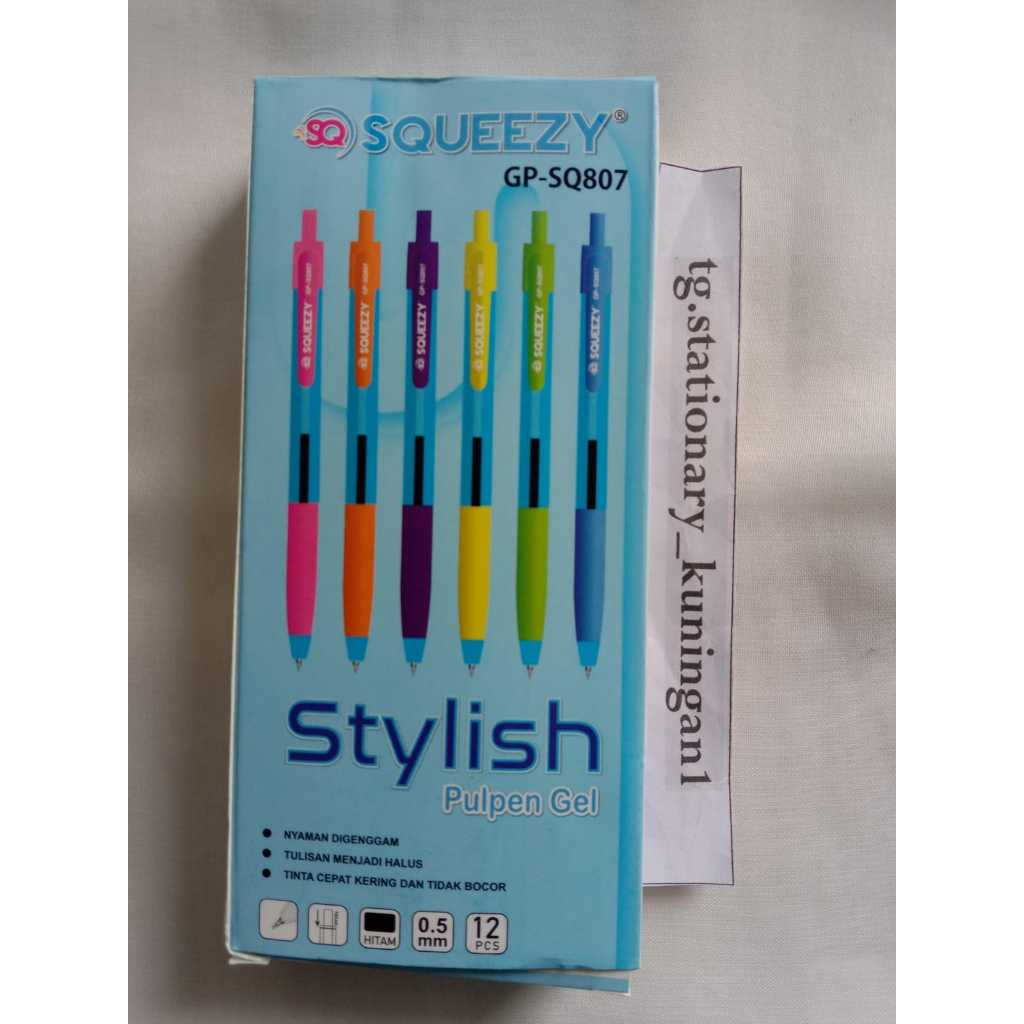 

Pulpen Gel Squeezy SQ Stylish 0.5mm Tinta Hitam SQ807