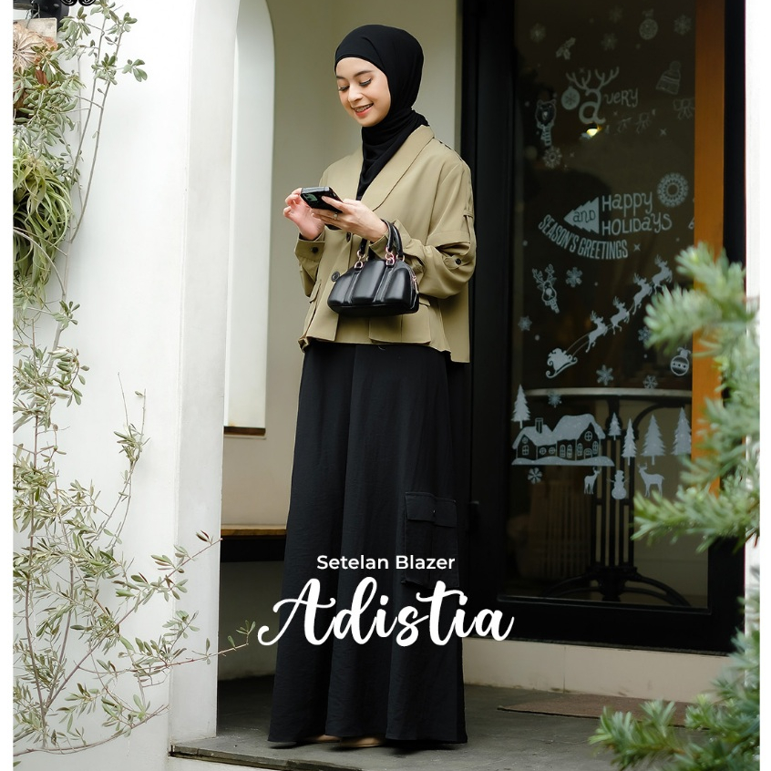 CU2K Gamis Set Blazer Adistia Mewah Setelan Cantik Elegan Terbaru Casual Trendy Simple