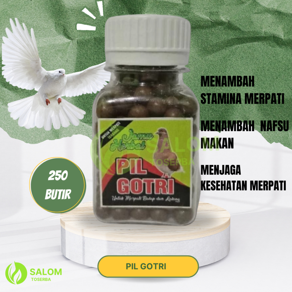 PIL GOTRI, JAMU HERBAL MERPATI, MENAMBAH STAMINA, JAMU TERBANG UNTUK MERPATI / MERPATI KOLONG DAN BA
